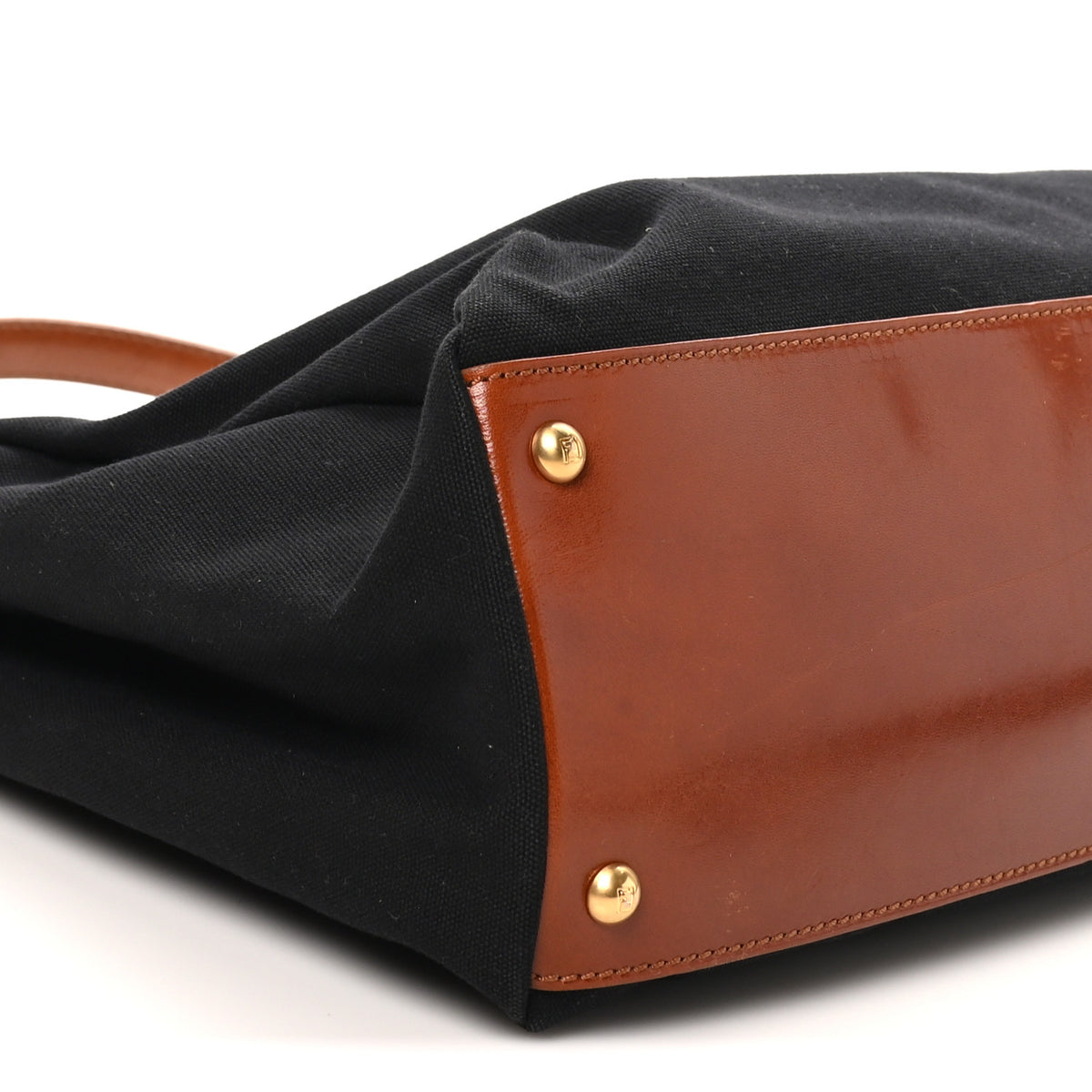 Canvas Large Peekaboo Iconic Satchel Black Cuoio
