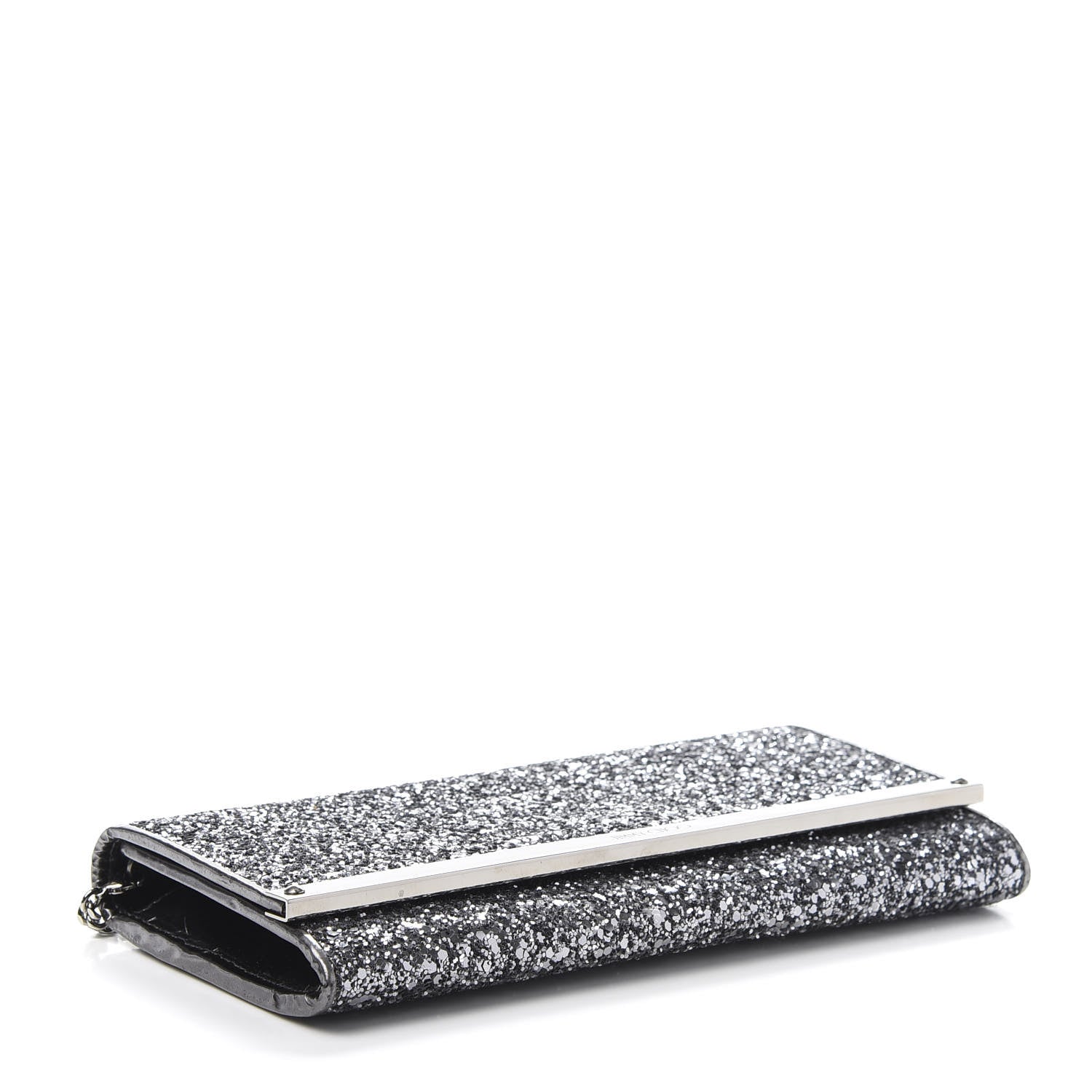 Jimmy Choo Glitter Milla Wallet on Chain Silver 4 of 10