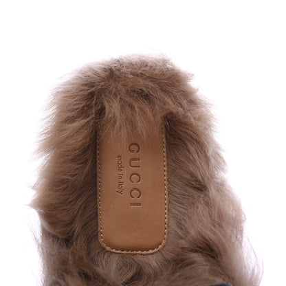 Gucci Malaga Kid Fur Womens Princetown Slippers 39 Blue Agata 6 of 8