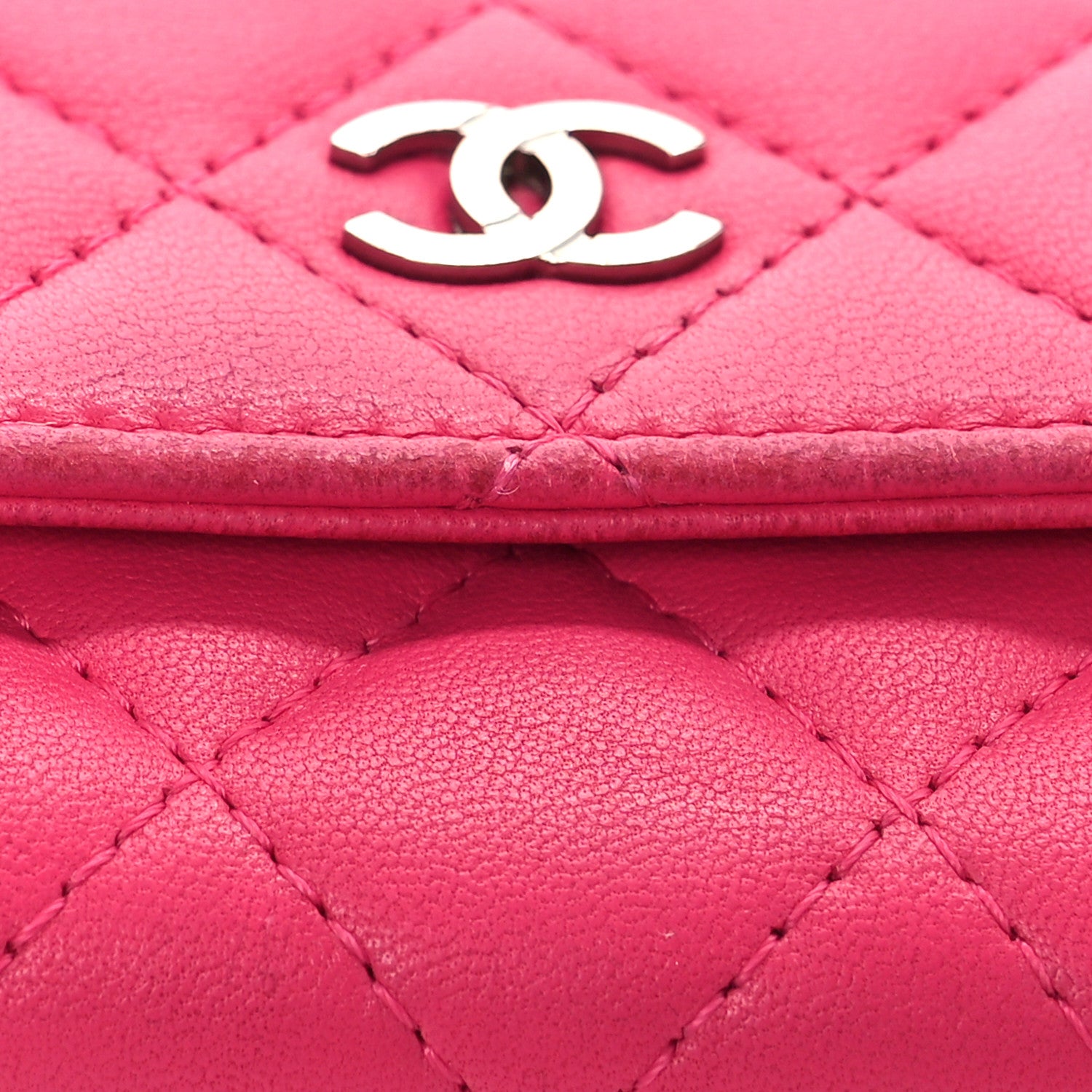 Chanel Lambskin Quilted Flap Card Holder Dark Pink 12 of 14