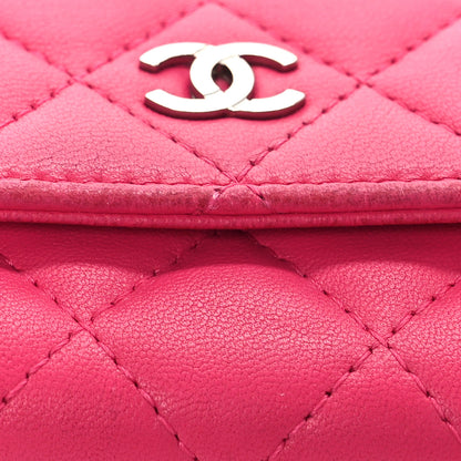 Chanel Lambskin Quilted Flap Card Holder Dark Pink 12 of 14