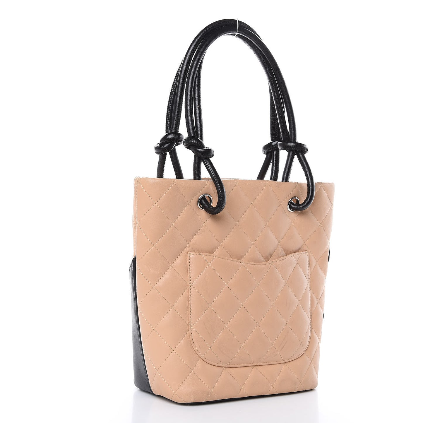 Calfskin Quilted Small Cambon Tote Beige Black