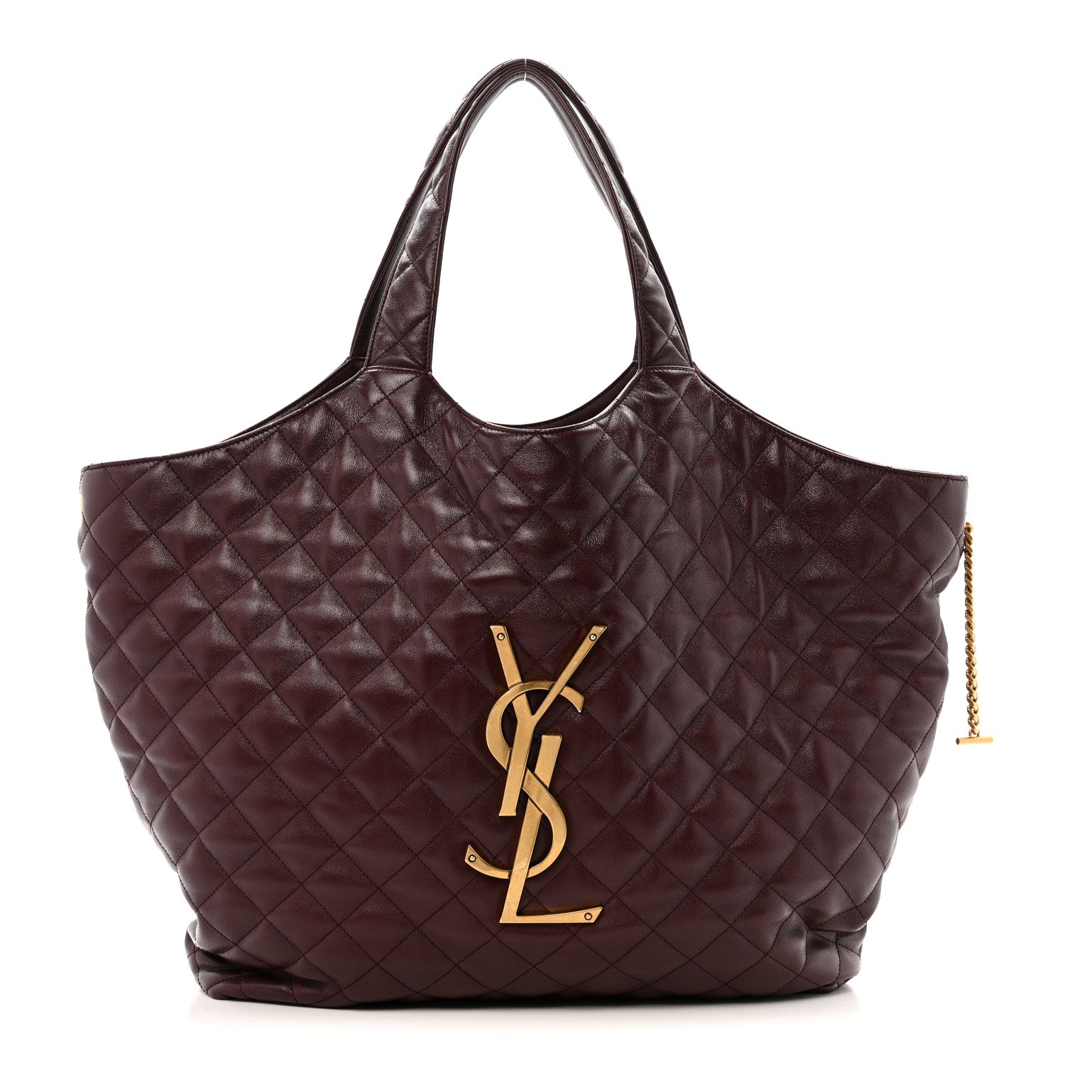 Saint Laurent Lambskin Quilted Maxi Icare Shopping Tote Hot Wine 1 of 12