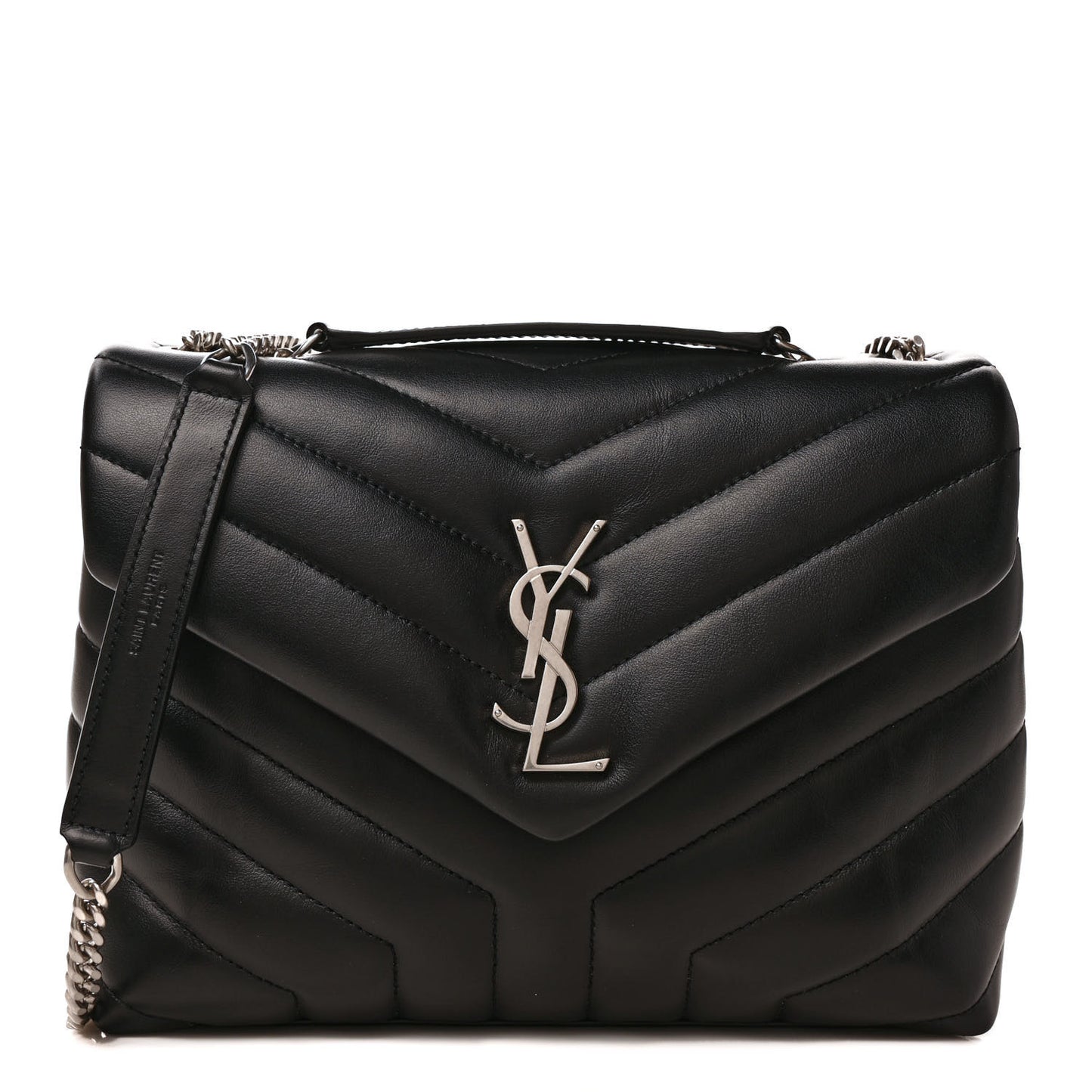 Calfskin Y Quilted Monogram Small Loulou Chain Satchel Black
