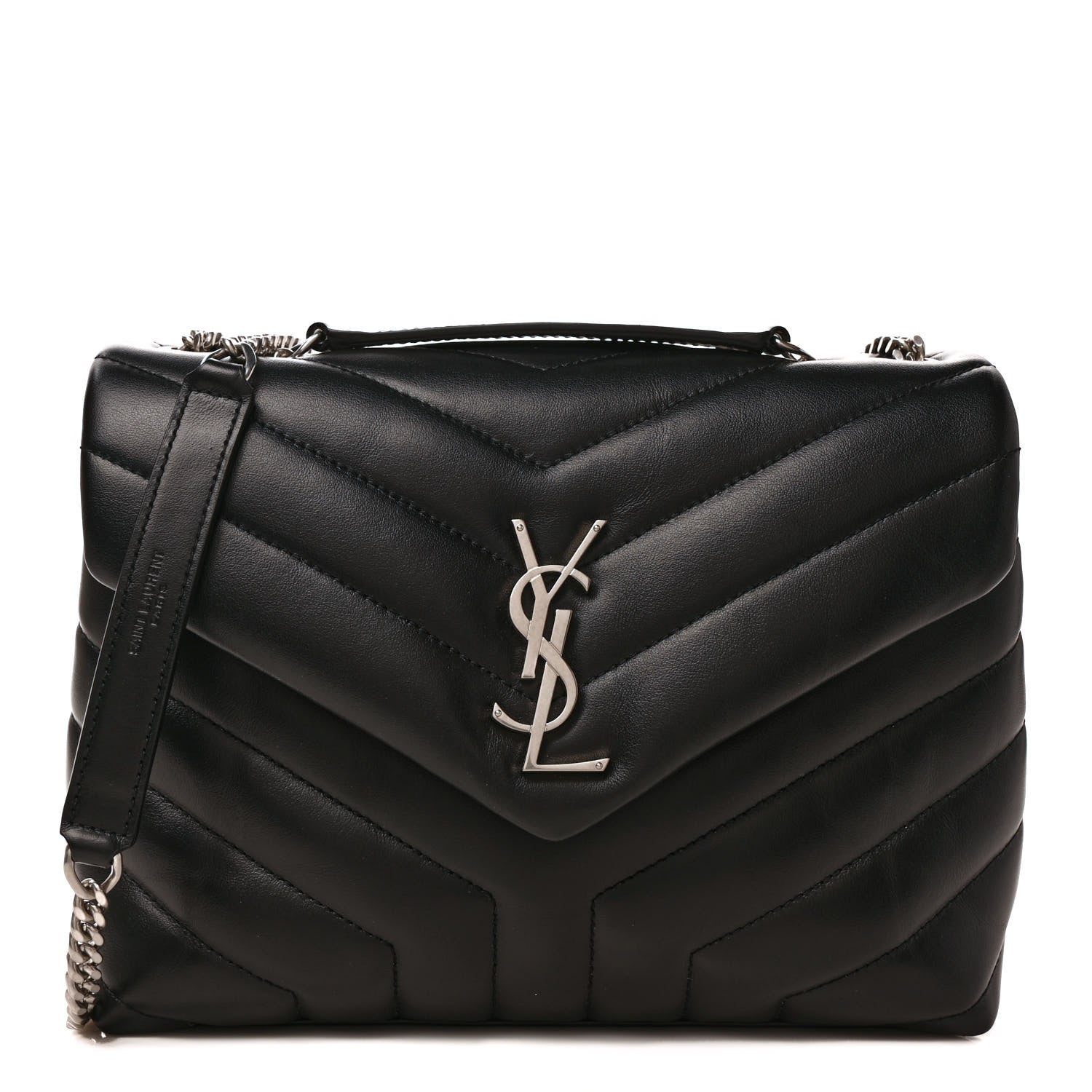 Saint Laurent Calfskin Y Quilted Monogram Small Loulou Chain Satchel Black 1 of 8