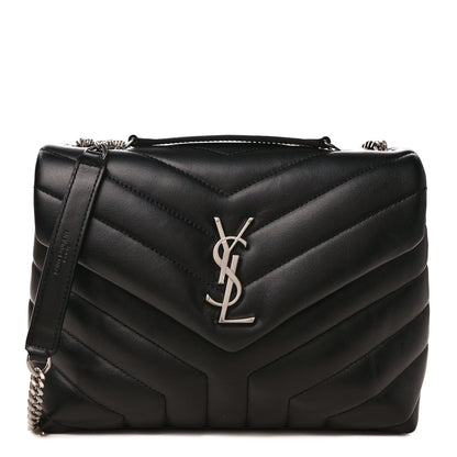 Saint Laurent Calfskin Y Quilted Monogram Small Loulou Chain Satchel Black 1 of 8