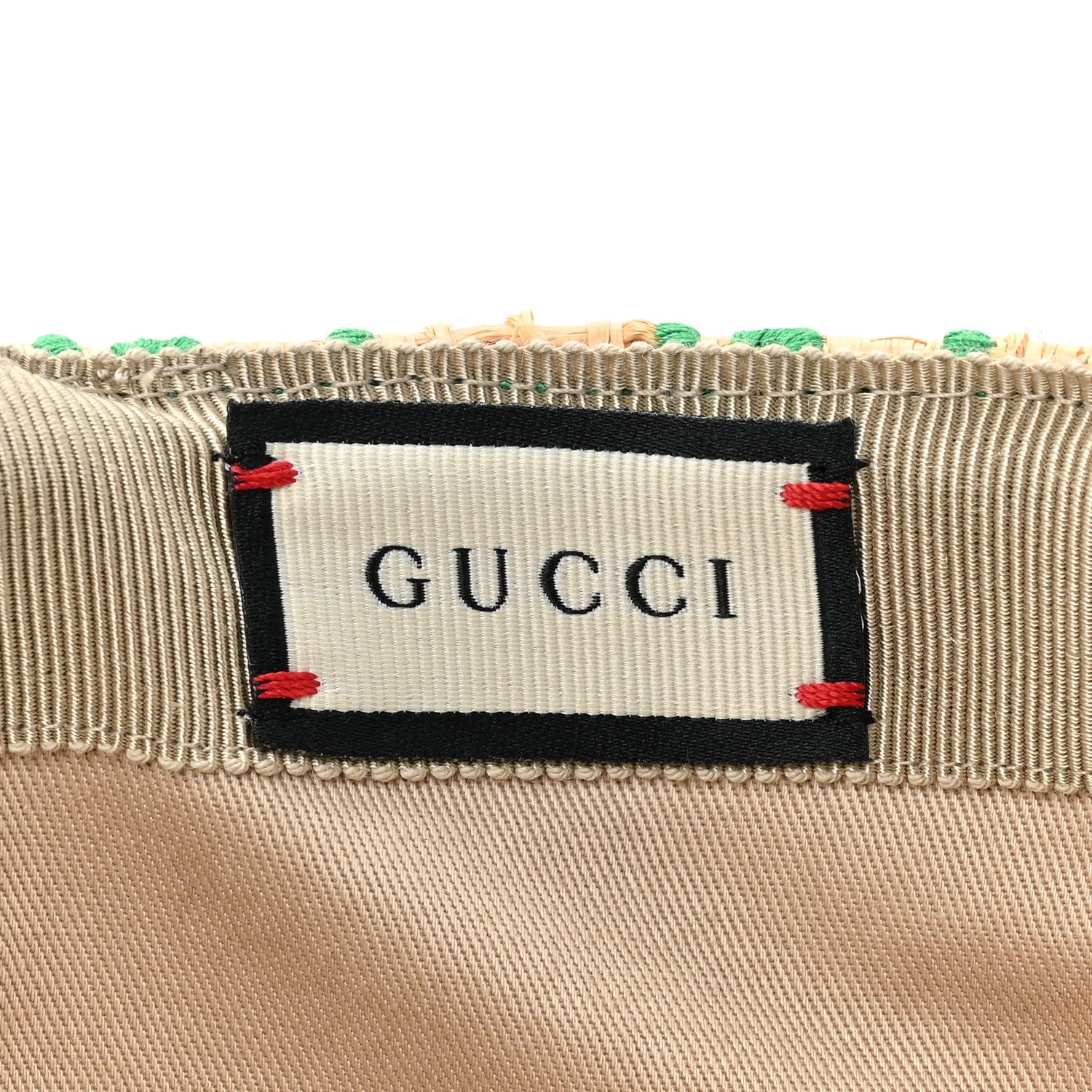 Gucci Raffia GG Monogram Elaphe Embroidered Aisha Baseball Hat M Ivory New Shamarock 6 of 7