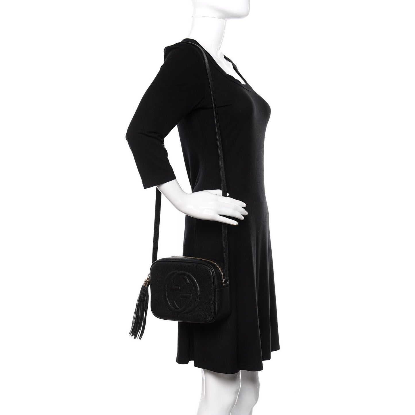 Pebbled Calfskin Small Soho Disco Bag Black