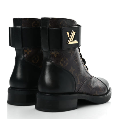Louis Vuitton Calfskin Monogram Wonderland Flat Ranger Boots 39 Black 4 of 8