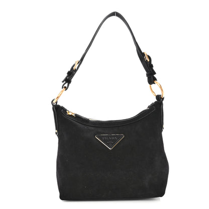 Prada Scamosciato Suede Shoulder Bag Black 12 of 19
