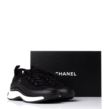 Chanel Velvet Calfskin Mixed Fibers CC Sneakers 38 Black 11 of 11