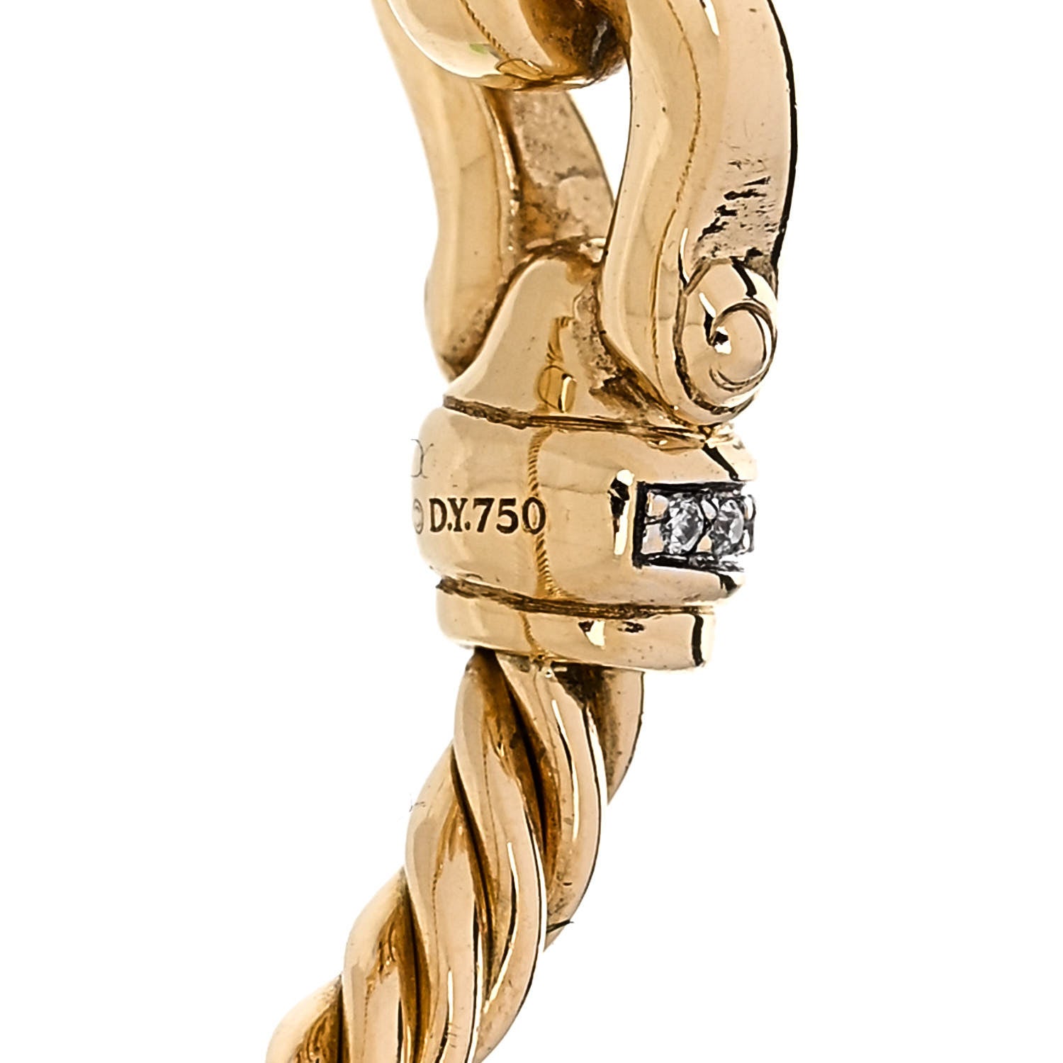 David Yurman 18K Yellow Gold Diamond Petite Buckle Cable Ring 54 7 4 of 4