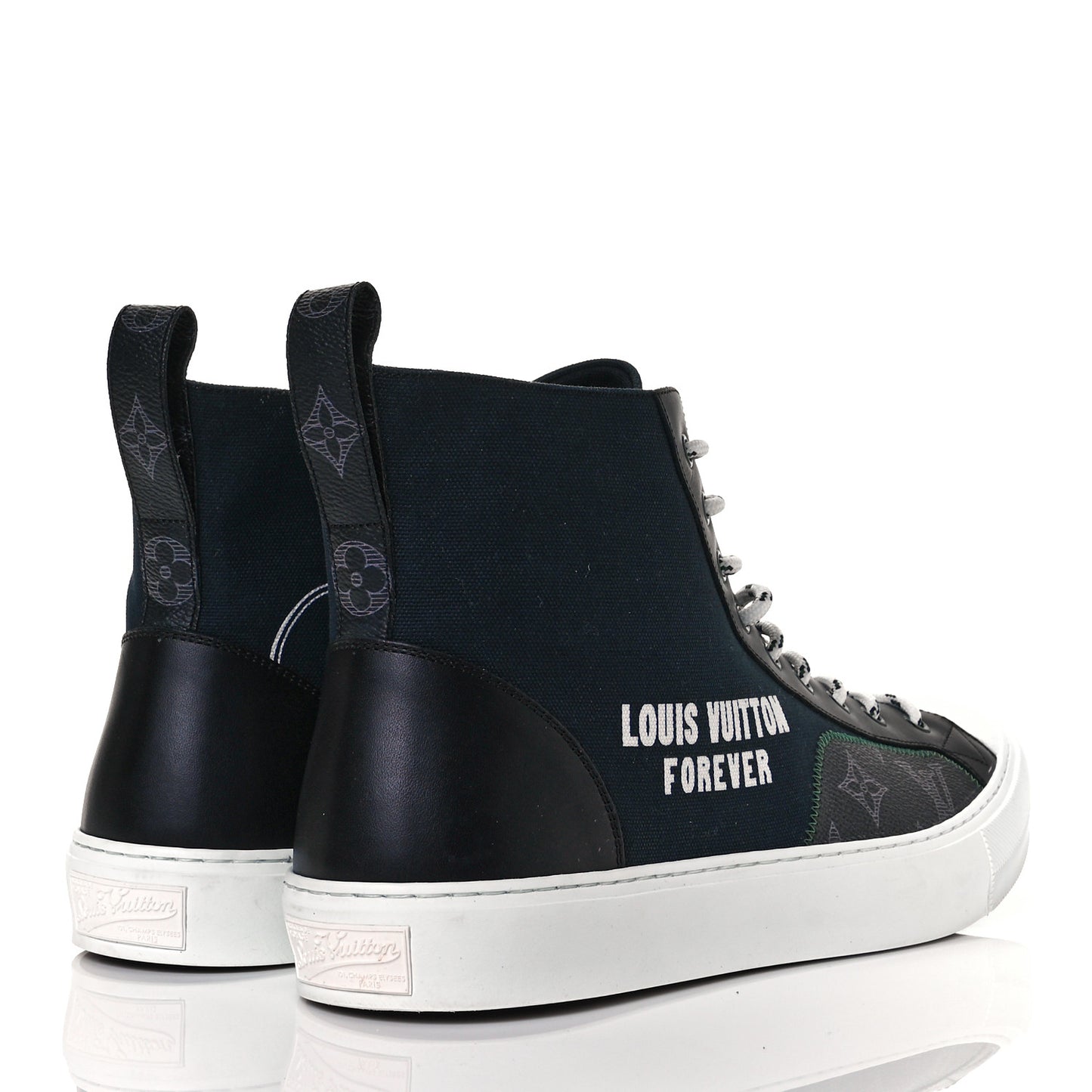 Canvas LV Forever Mens Tattoo Sneaker Boots 10 Black