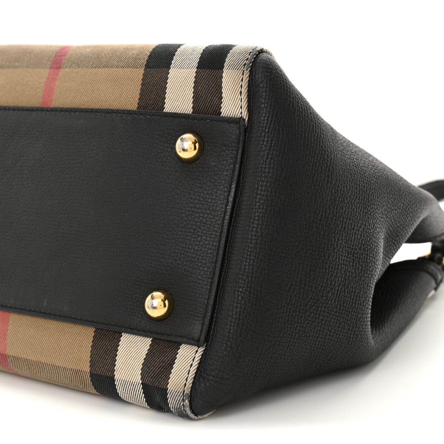 Burberry Grainy Calfskin House Check Small Canterbury Tote Black 10 of 15