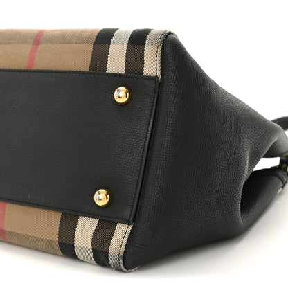 Burberry Grainy Calfskin House Check Small Canterbury Tote Black 10 of 15