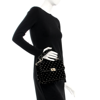 Valentino Garavani Velvet Medium Rockstud Spike Shoulder Bag Black 3 of 9