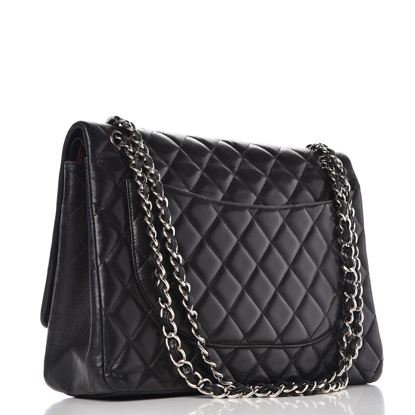 Lambskin Quilted Maxi Double Flap Black