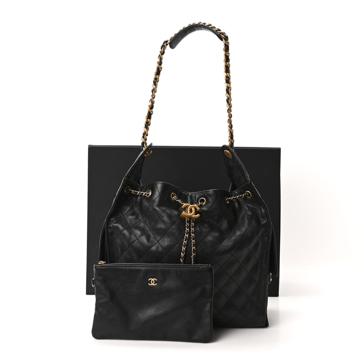 Caviar Quilted Medium Chanel 25 Handbag Black