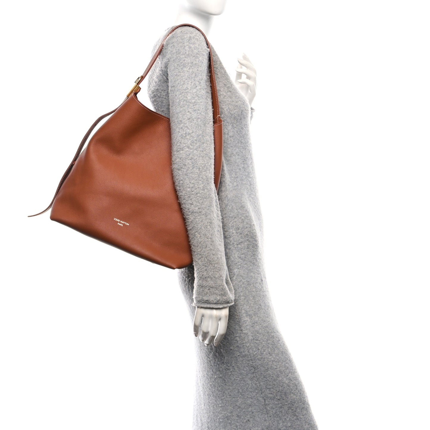 Grained Calfskin Low Key Hobo MM Cognac