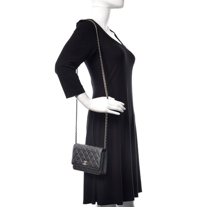 Chanel Iridescent Caviar Quilted Wallet On Chain WOC Black 2 of 11