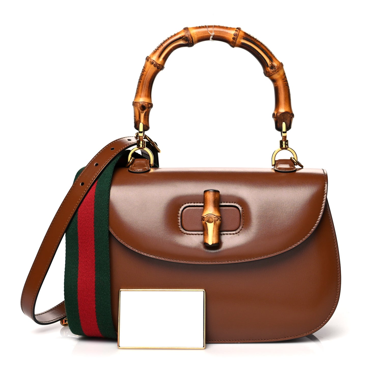 Boarded Dyana Lux Calfskin Web Medium Bamboo 1947 Top Handle Bag Brown