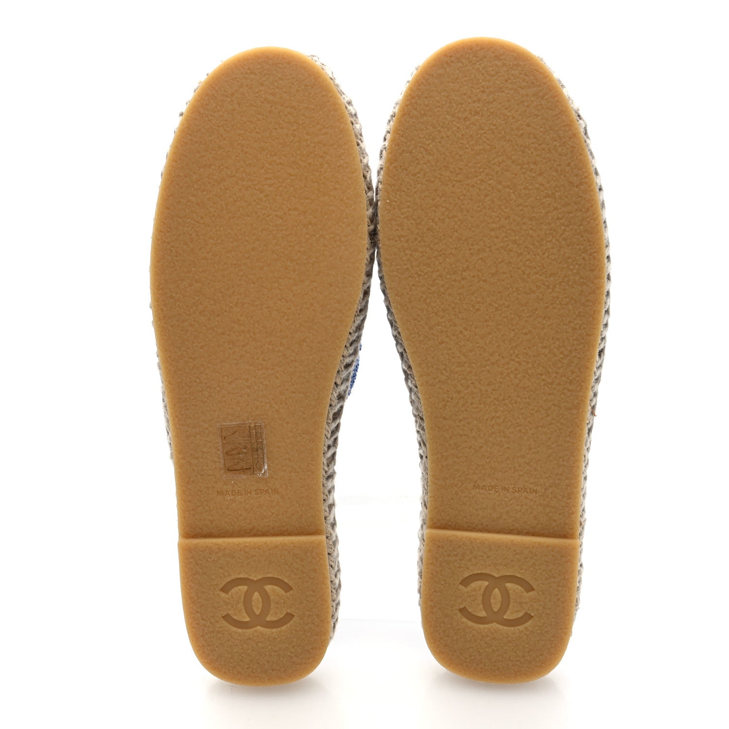 Chanel Tweed Sequin Cap Toe CC Espadrilles Mule 40 Blue White 5 of 10
