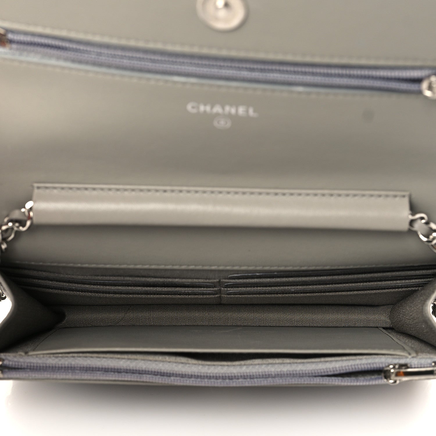 Chanel Lambskin Quilted Wallet On Chain WOC Grey 5 of 10