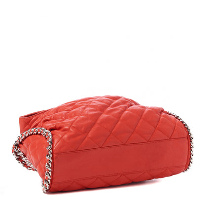 Chanel Washed Lambskin Chain Around Hobo Red 4 of 14