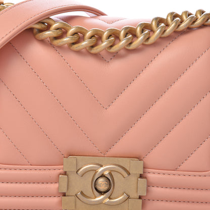 Chanel Calfskin Chevron Quilted Small Boy Flap Light Pink 8 of 13