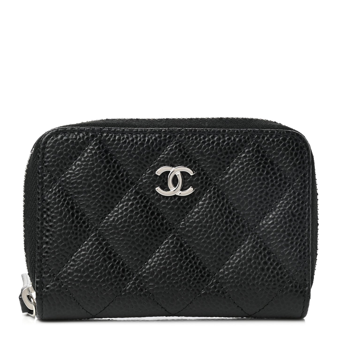 Caviar Quilted Zip Coin Purse Black