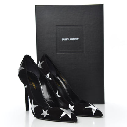 Saint Laurent Kid Scamosciato Anja Star 105 Pumps 38 Black Silver 9 of 9