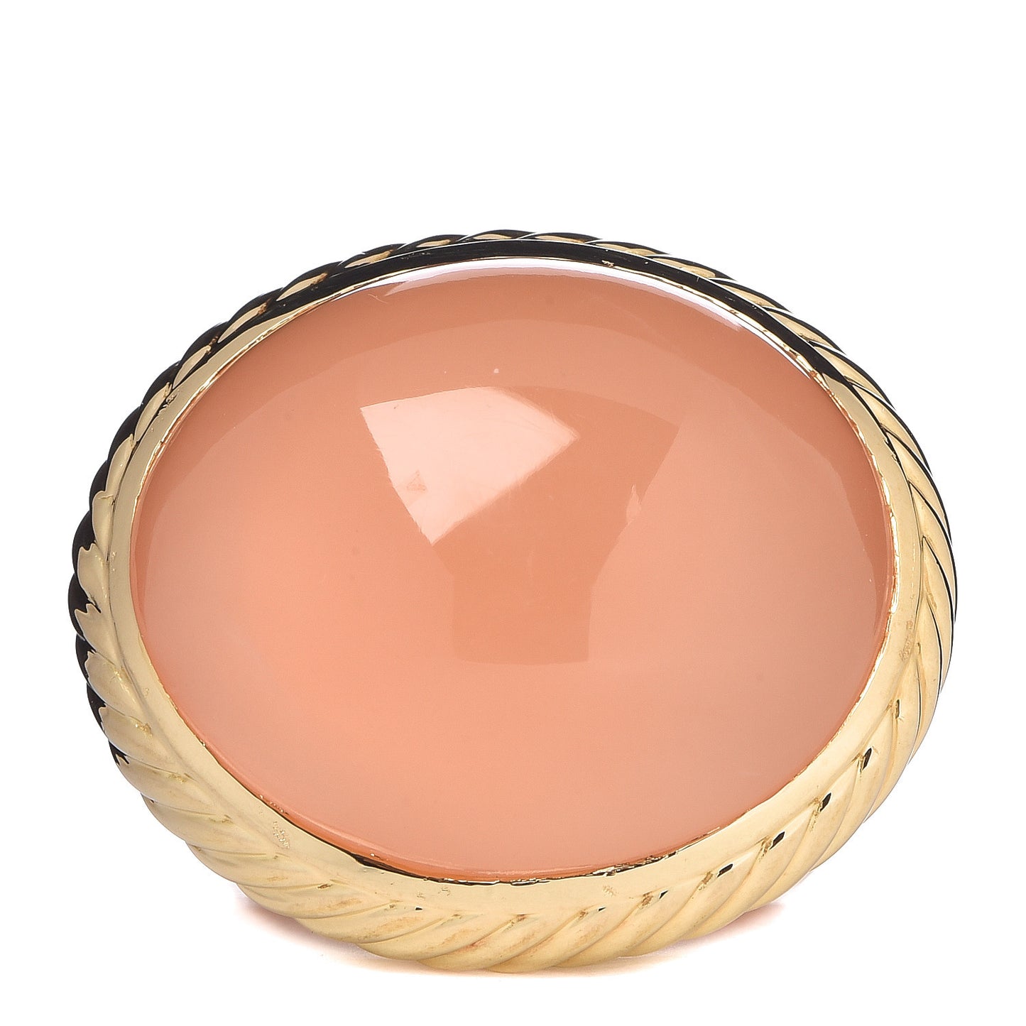 18K Yellow Gold Pink Moonstone 20mm Oval Signature Ring 50 5.5