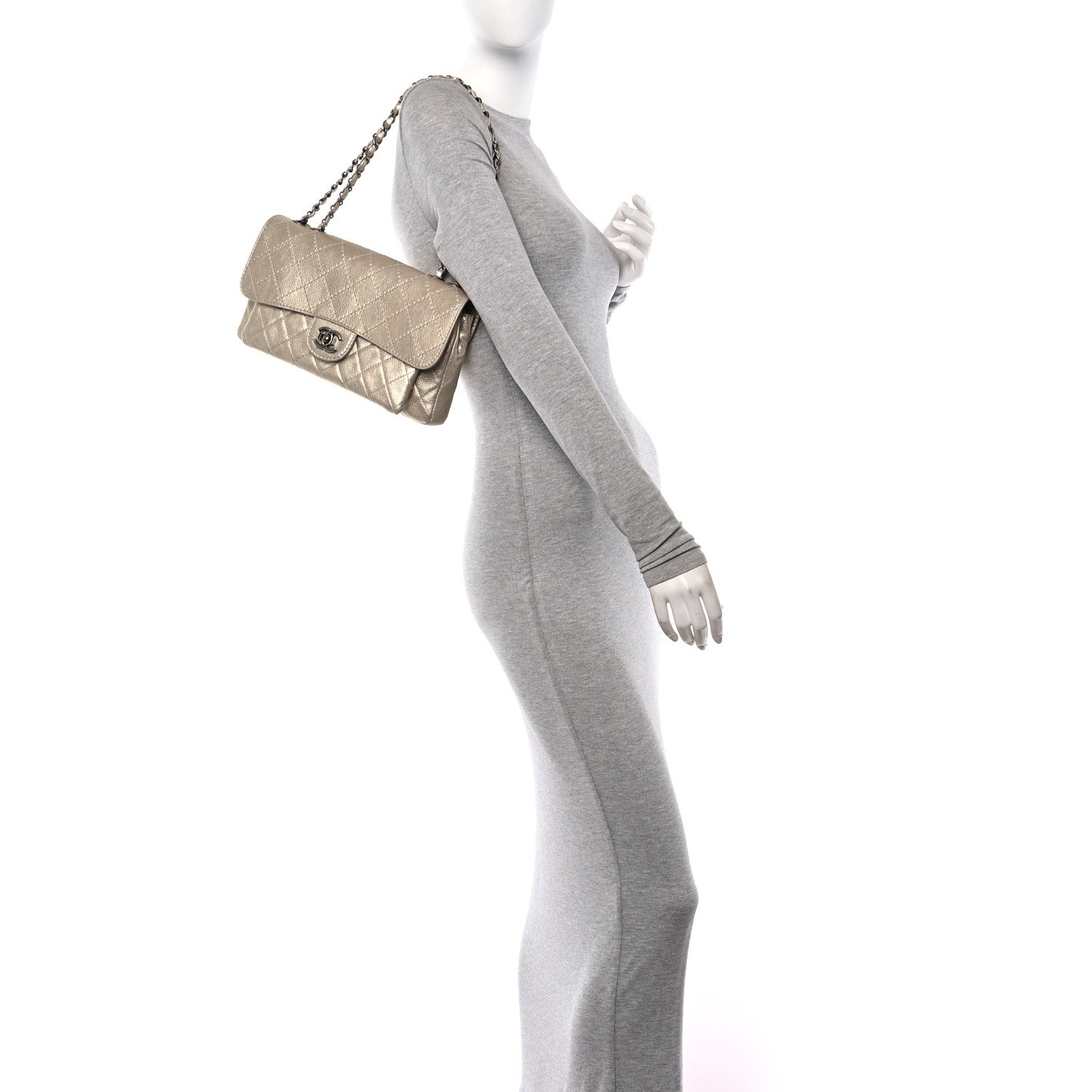 Chanel Metallic Calfskin Quilted Flap Bag Light Gold 2 of 11