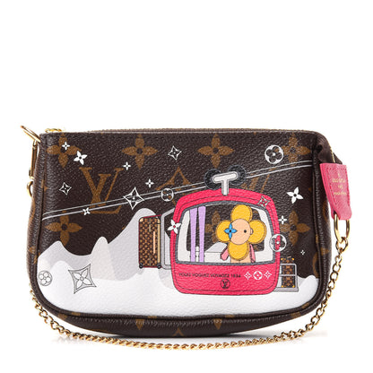 Louis Vuitton Monogram 2019 Christmas Animation Mini Courchevel Pochette Accessories Fuchsia 1 of 8