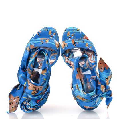 Christian Louboutin Crepe Satin Greekaba Du Desert 100 Sandal 36 Blue Multicolor 2 of 10