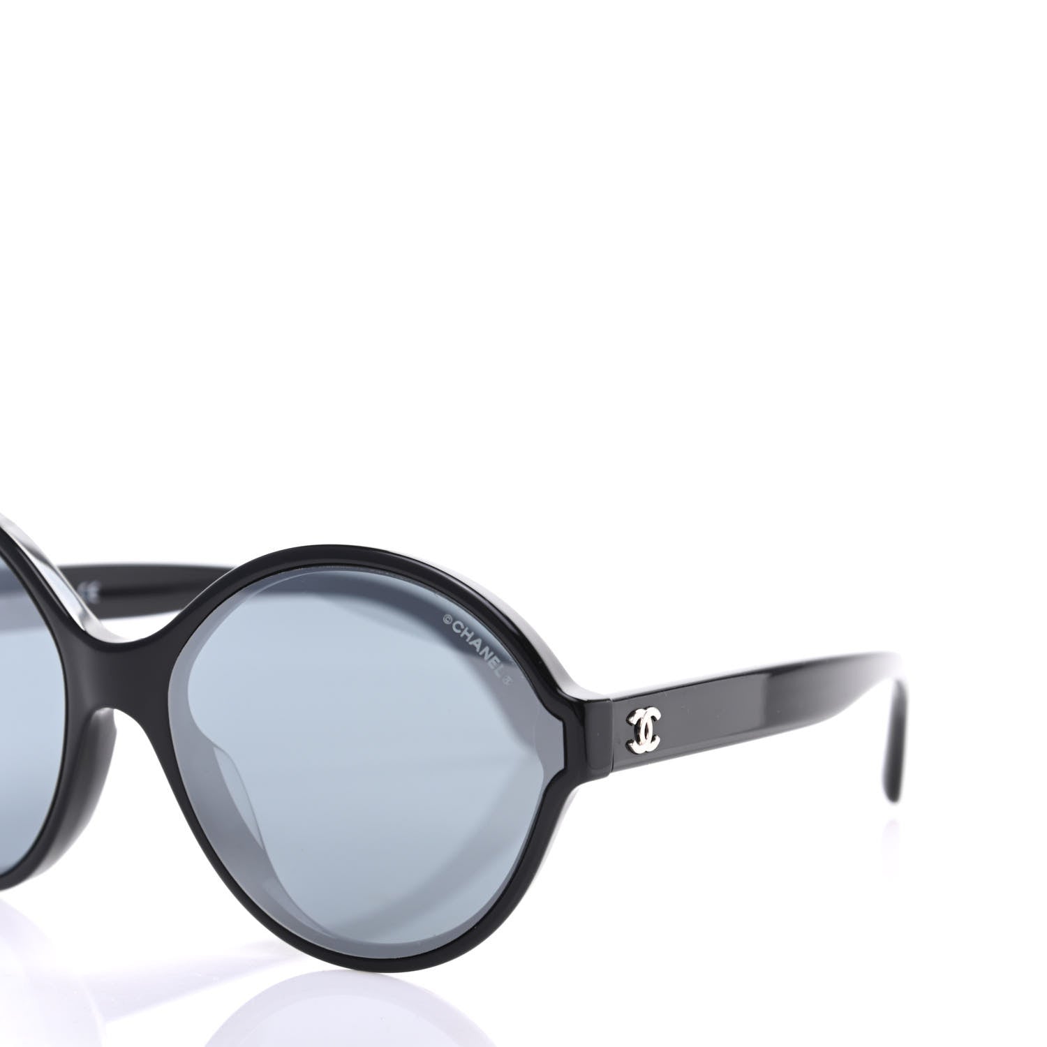 Chanel Acetate Mirrored Round Sunglasses 5837 Black 7 of 8