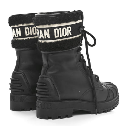 Christian Dior Calfskin Shearling Technical Fabric D-Major Ankle Boots 36 Black White 4 of 8