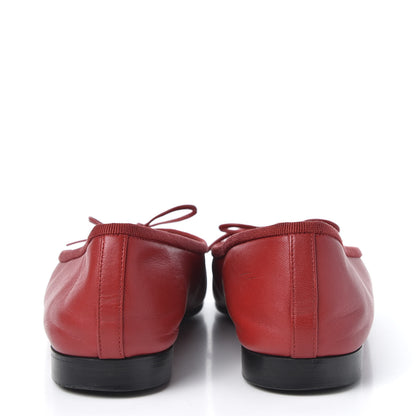 Chanel Lambskin Cap Toe Ballerina Flats 36 Red 7 of 12