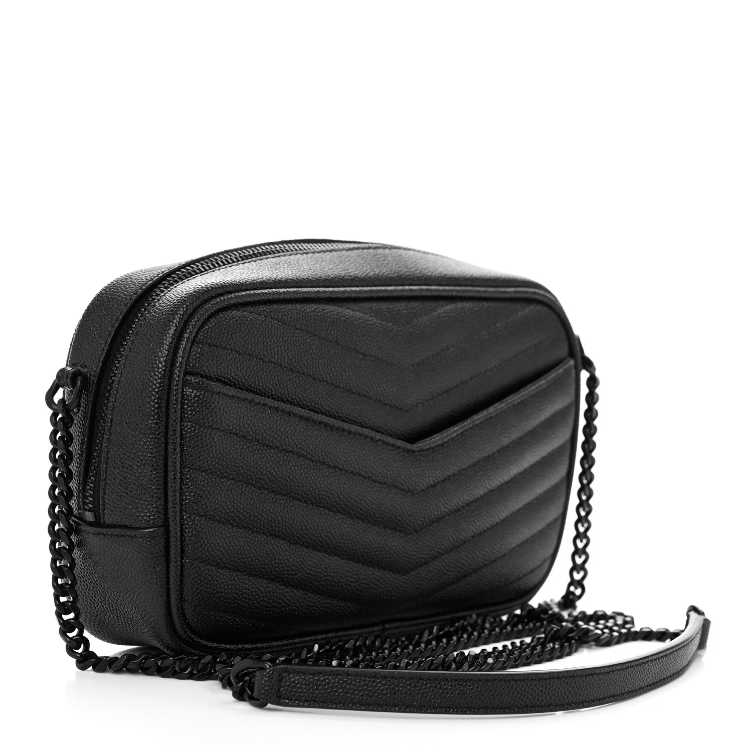 Saint Laurent Grain De Poudre Matelasse Monochrome Monogram Mini Lou Camera Bag Black 3 of 11
