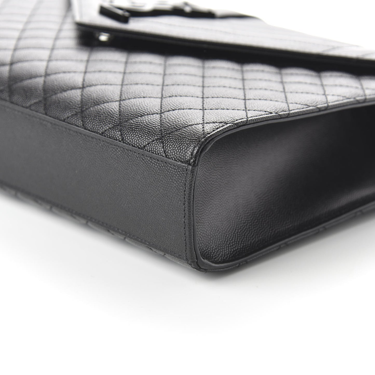 Grain De Poudre Textured Mixed Matelasse Large Triquilt Monogram Monochrome Satchel Black