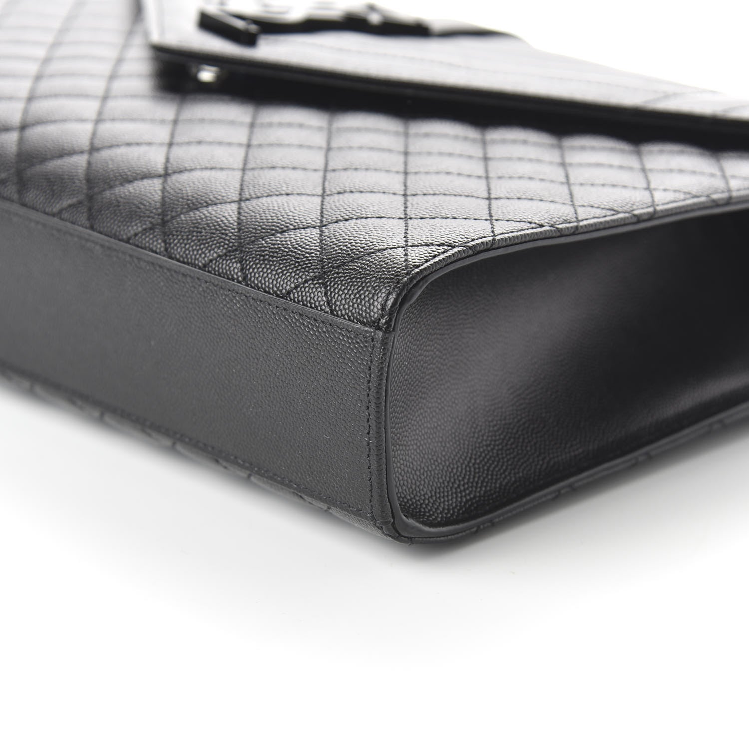 Saint Laurent Grain De Poudre Textured Mixed Matelasse Large Triquilt Monogram Monochrome Satchel Black 7 of 9