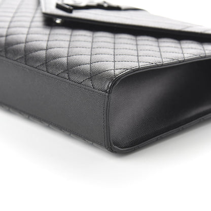 Saint Laurent Grain De Poudre Textured Mixed Matelasse Large Triquilt Monogram Monochrome Satchel Black 7 of 9