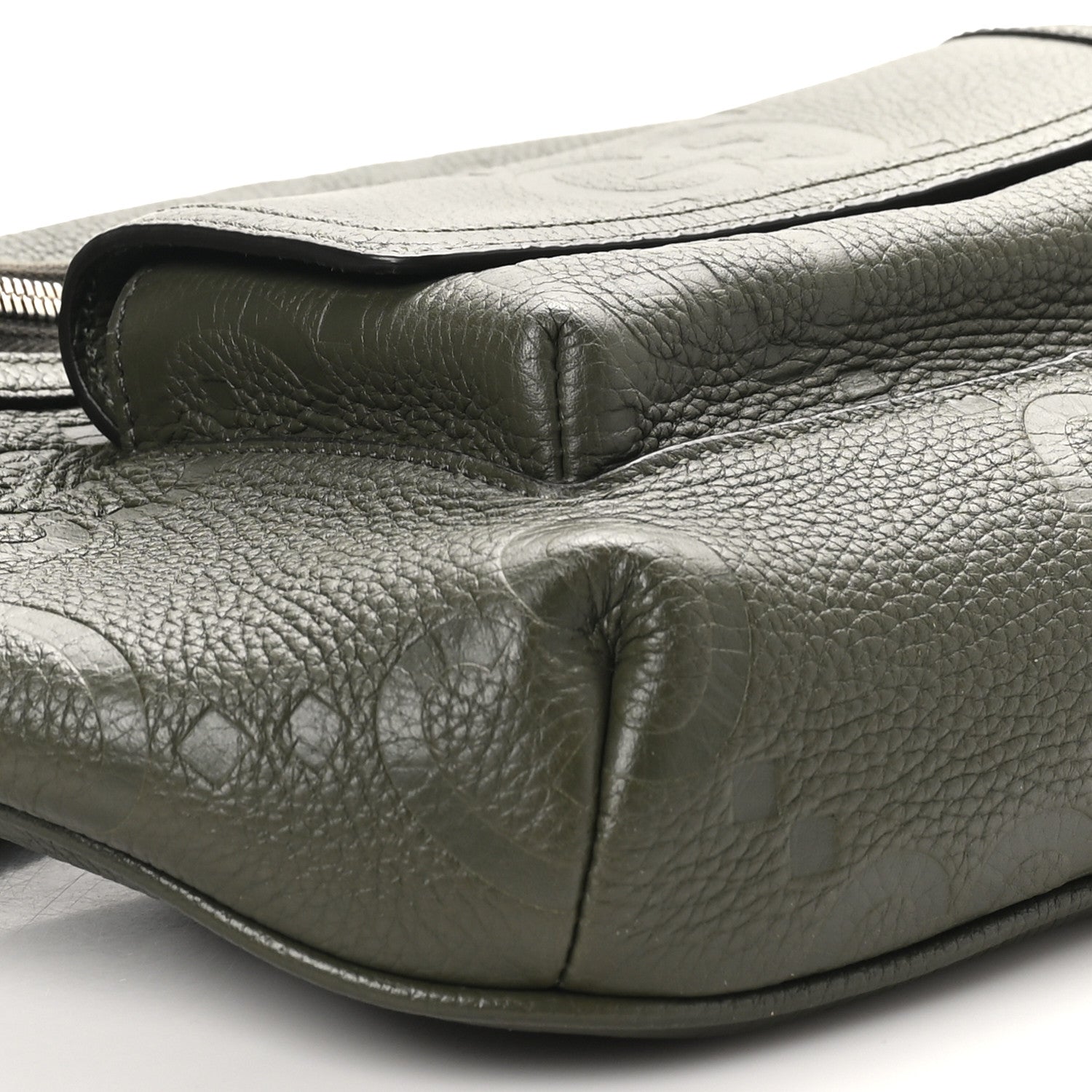 Gucci Piuma Calfskin Jumbo GG Embossed Pocket Belt Bag Dark Vintage Olive 9 of 10