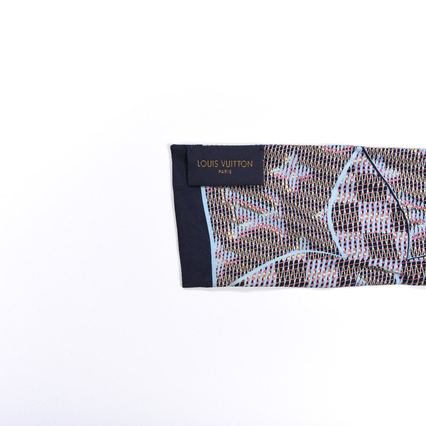 Silk Monogram Damier Pop Print Bandeau Blue