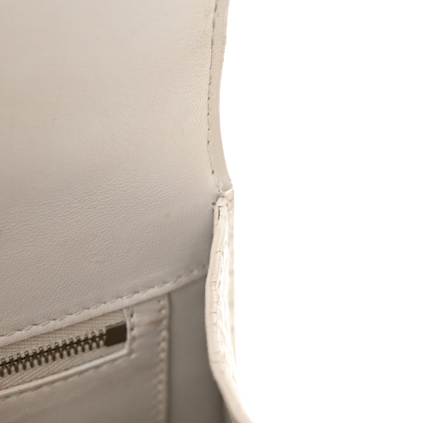 Calfskin Crocodile Embossed Small Hourglass Top Handle Bag White