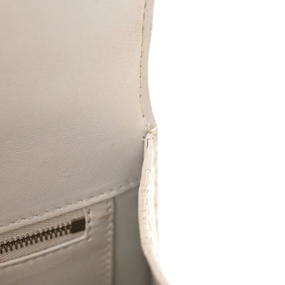 Balenciaga Calfskin Crocodile Embossed Small Hourglass Top Handle Bag White 14 of 28