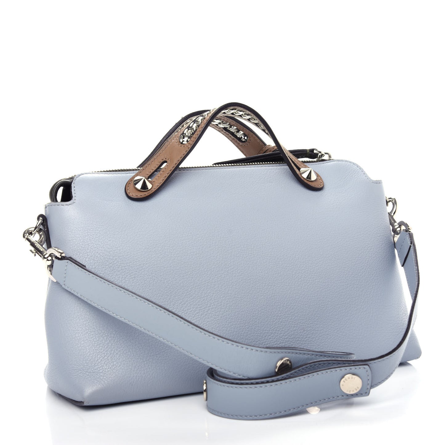 Vitello Dolce Chain Medium By The Way Boston Bag Azzurro Polvere Sand