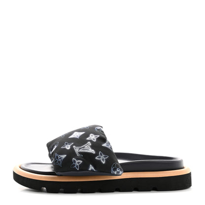 Louis Vuitton Nylon Monogram Womens Pool Pillow Comfort Mules 39 Navy Blue 1 of 9