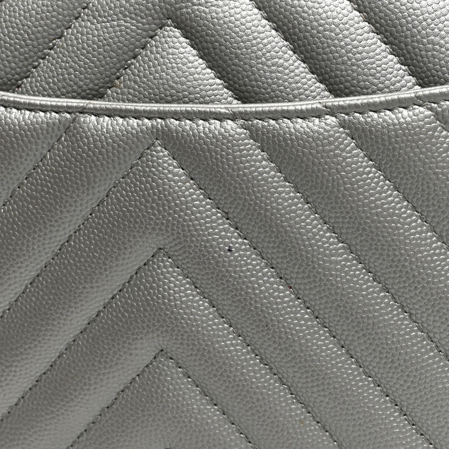 Chanel Metallic Caviar Chevron Quilted Jumbo Double Flap Silver 13 of 13