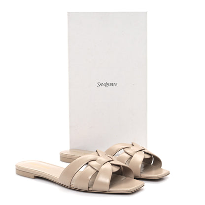 Saint Laurent Calfskin Tribute 05 Slide Sandals 39.5 Dark Beige 10 of 10